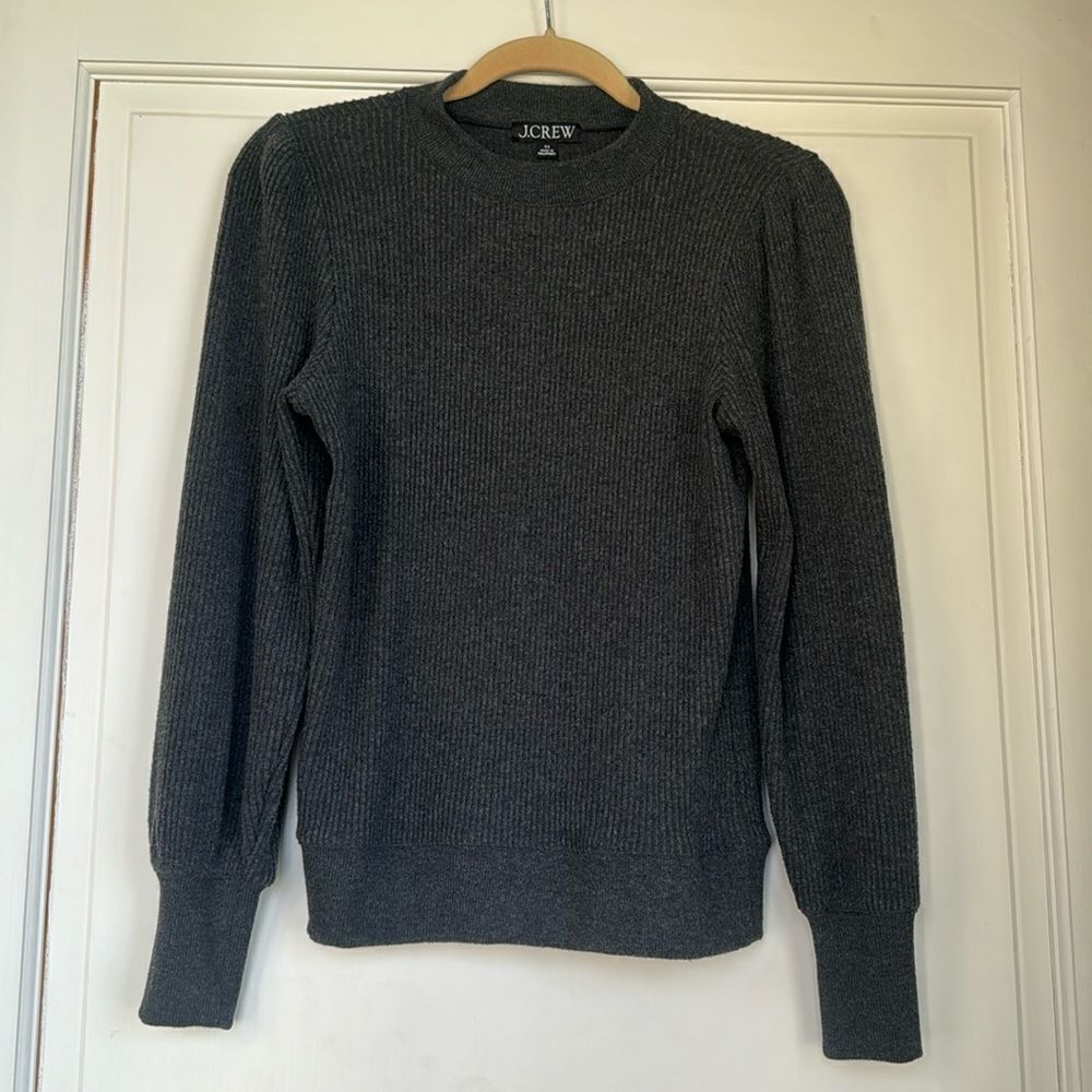 Ribbed With Slight Balloon Slleve Pullover Top By J Crew